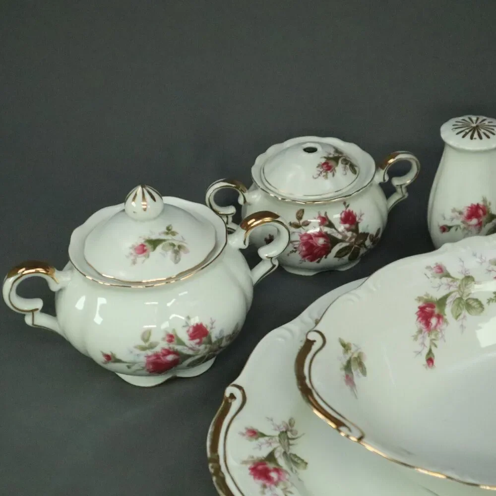 9 Pieces Serving Set Ucagco China Set Platter, Bowl S/P Shakers, Creamer, Sugar
